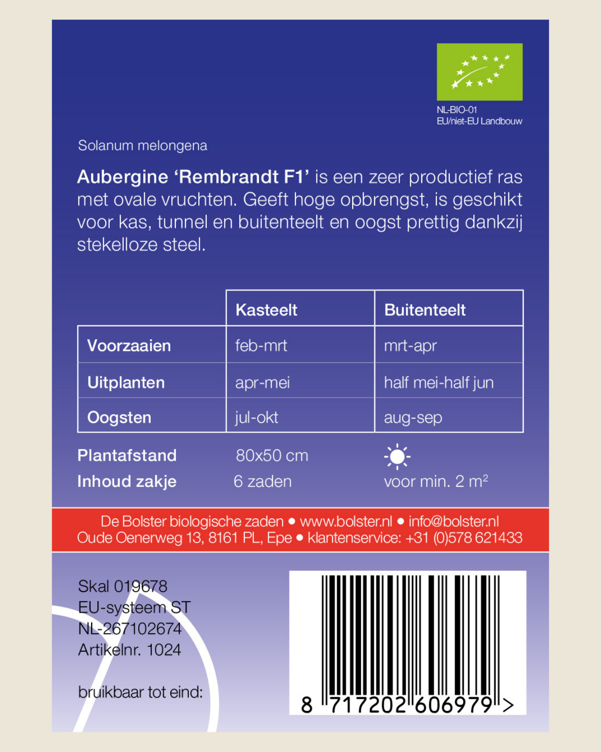 Aubergine 'Rembrandt F1' BIO