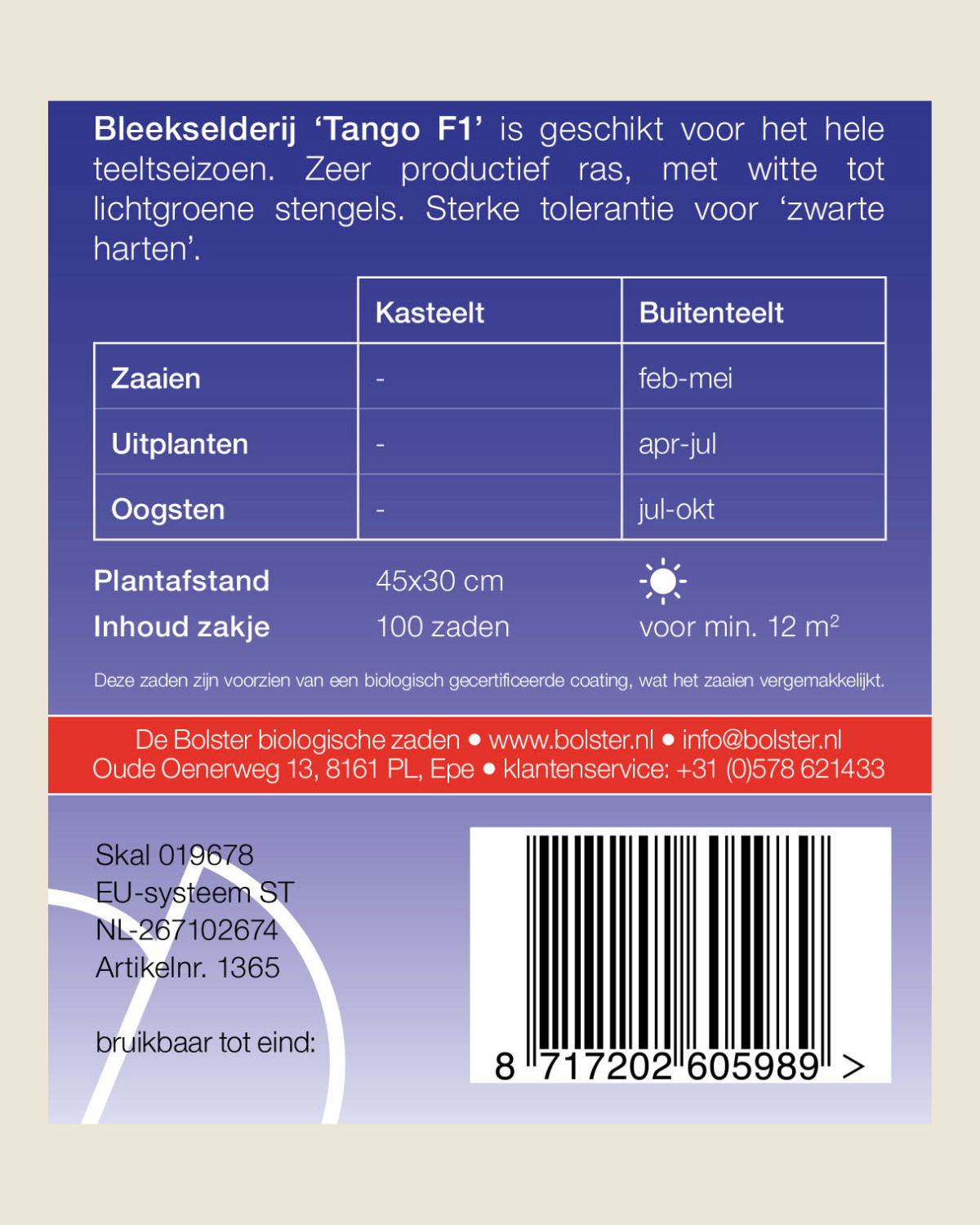 Bleekselderij 'Tango F1' BIO