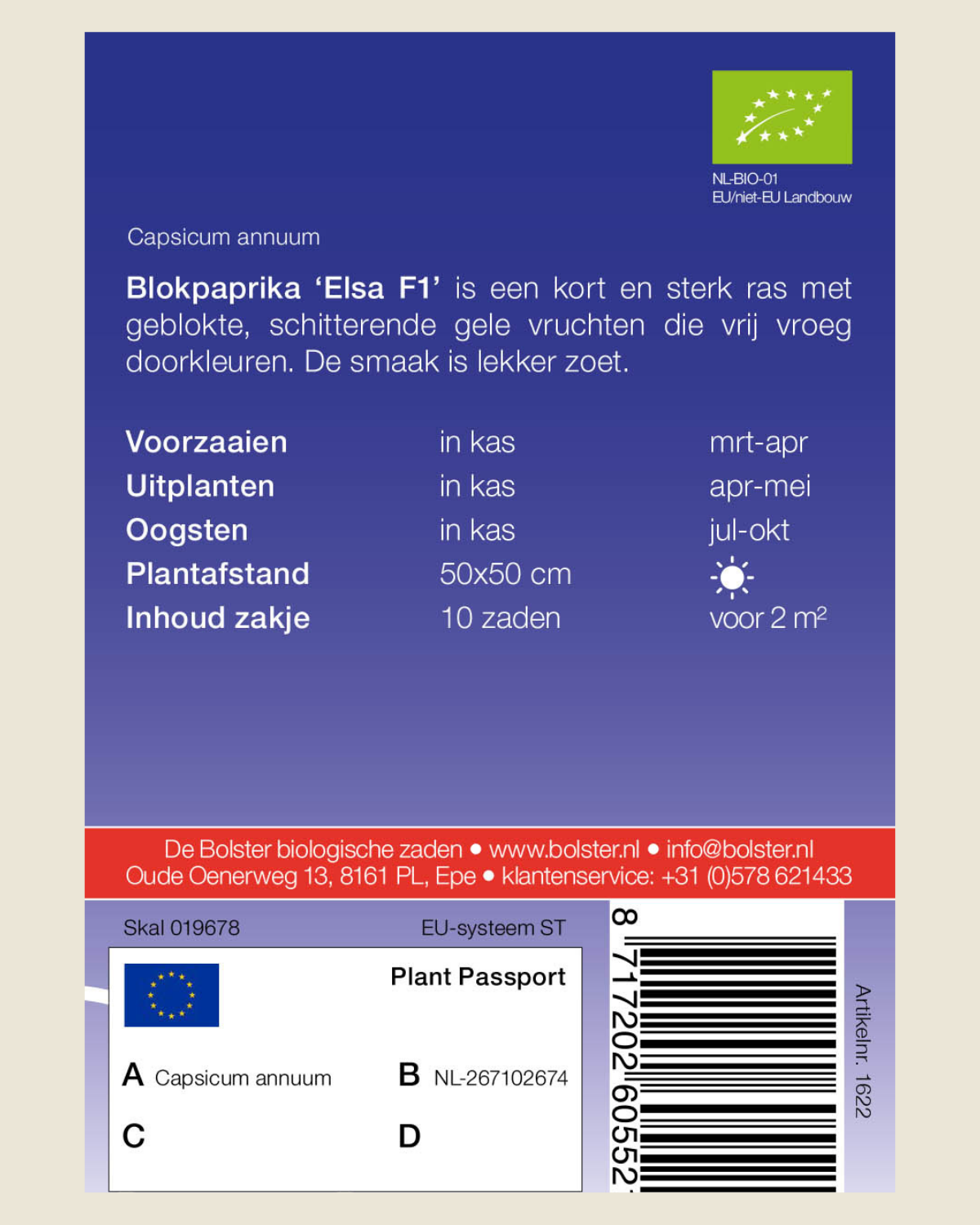 Blokpaprika 'Elsa F1' BIO