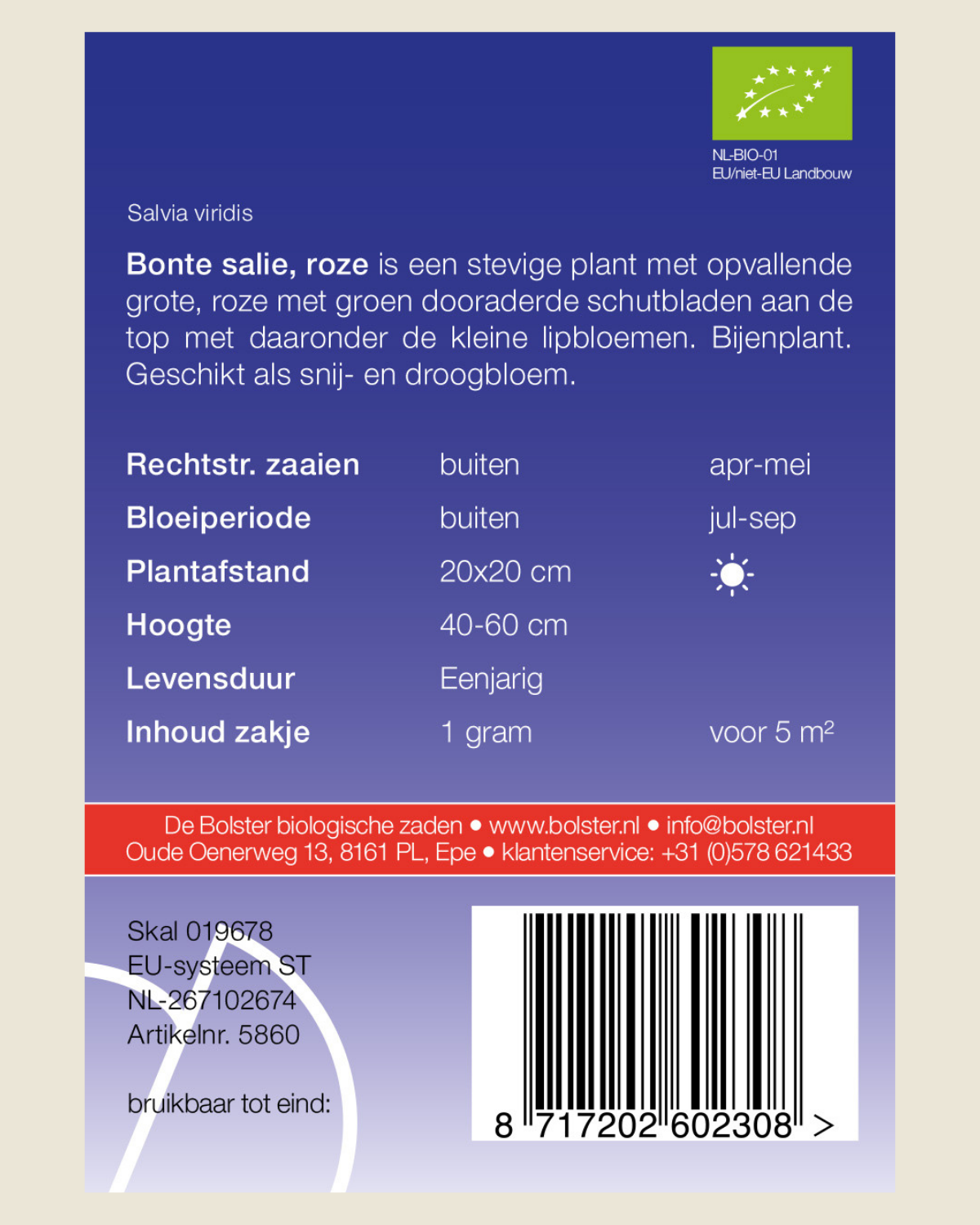 Bonte salie, roze BIO