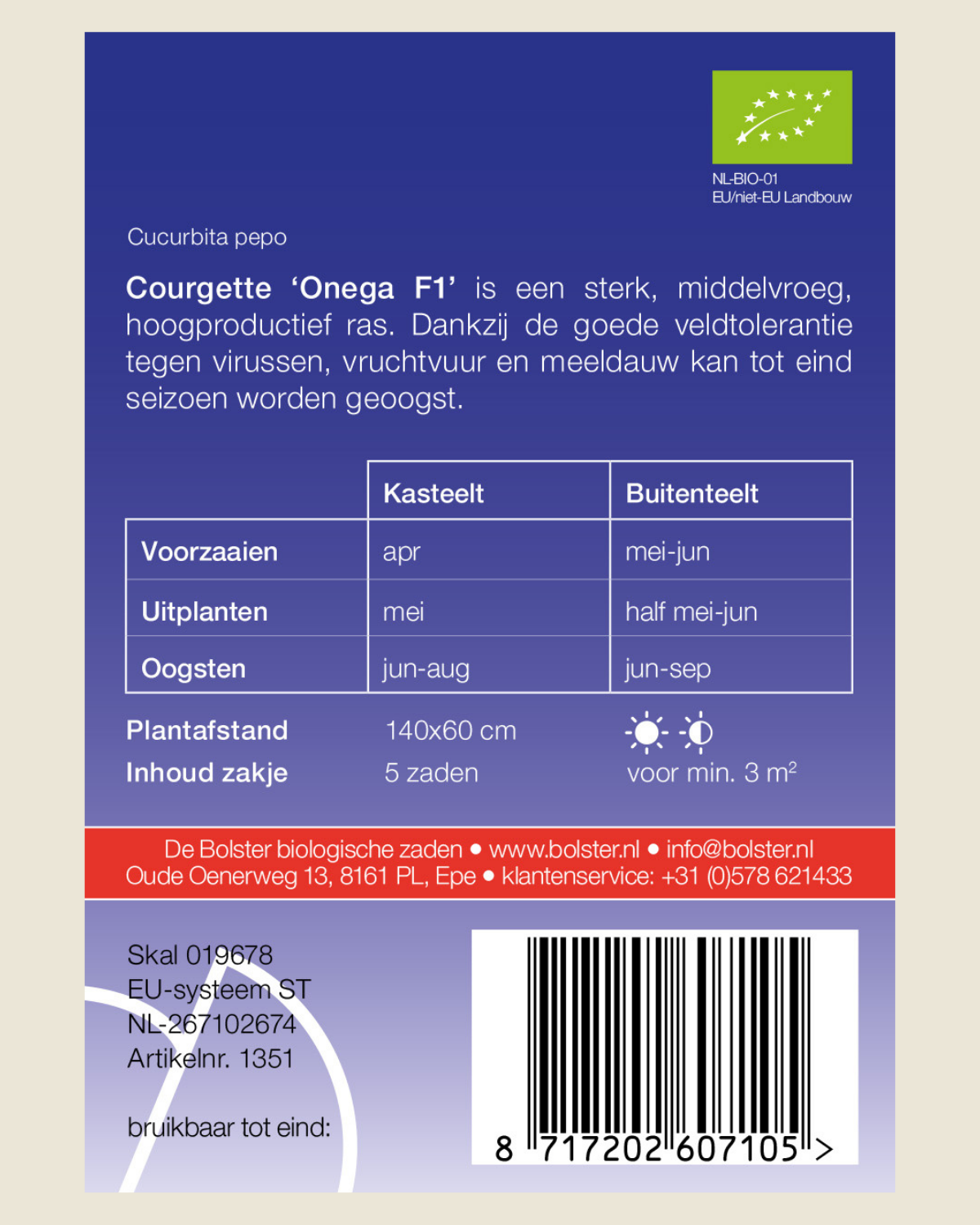 Courgette 'Onega F1' BIO