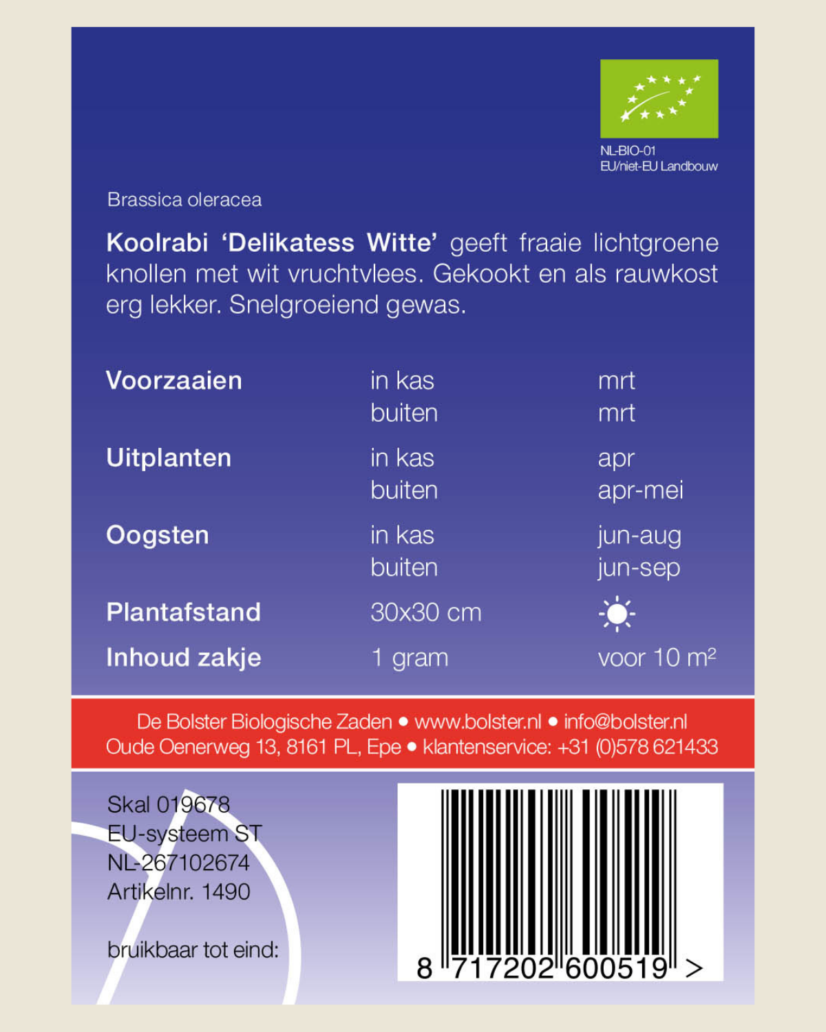 Koolrabi 'Delikatess Witte' BIO