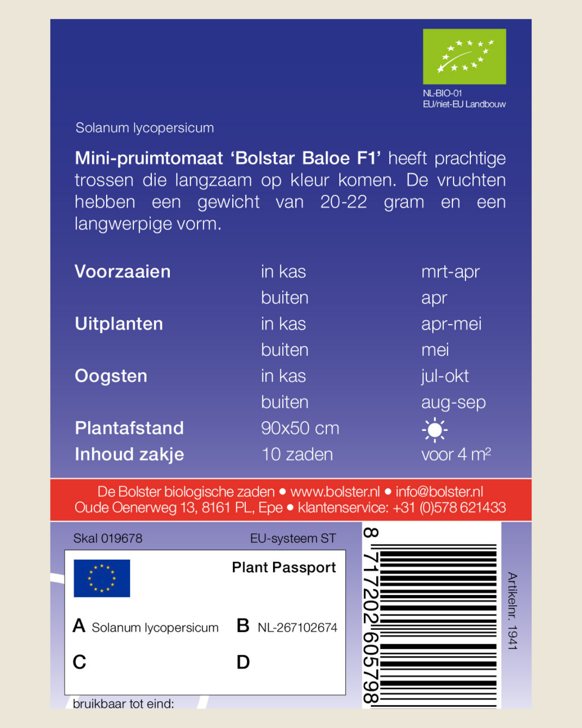 Mini-pruimtomaat 'Bolstar Baloe F1' BIO