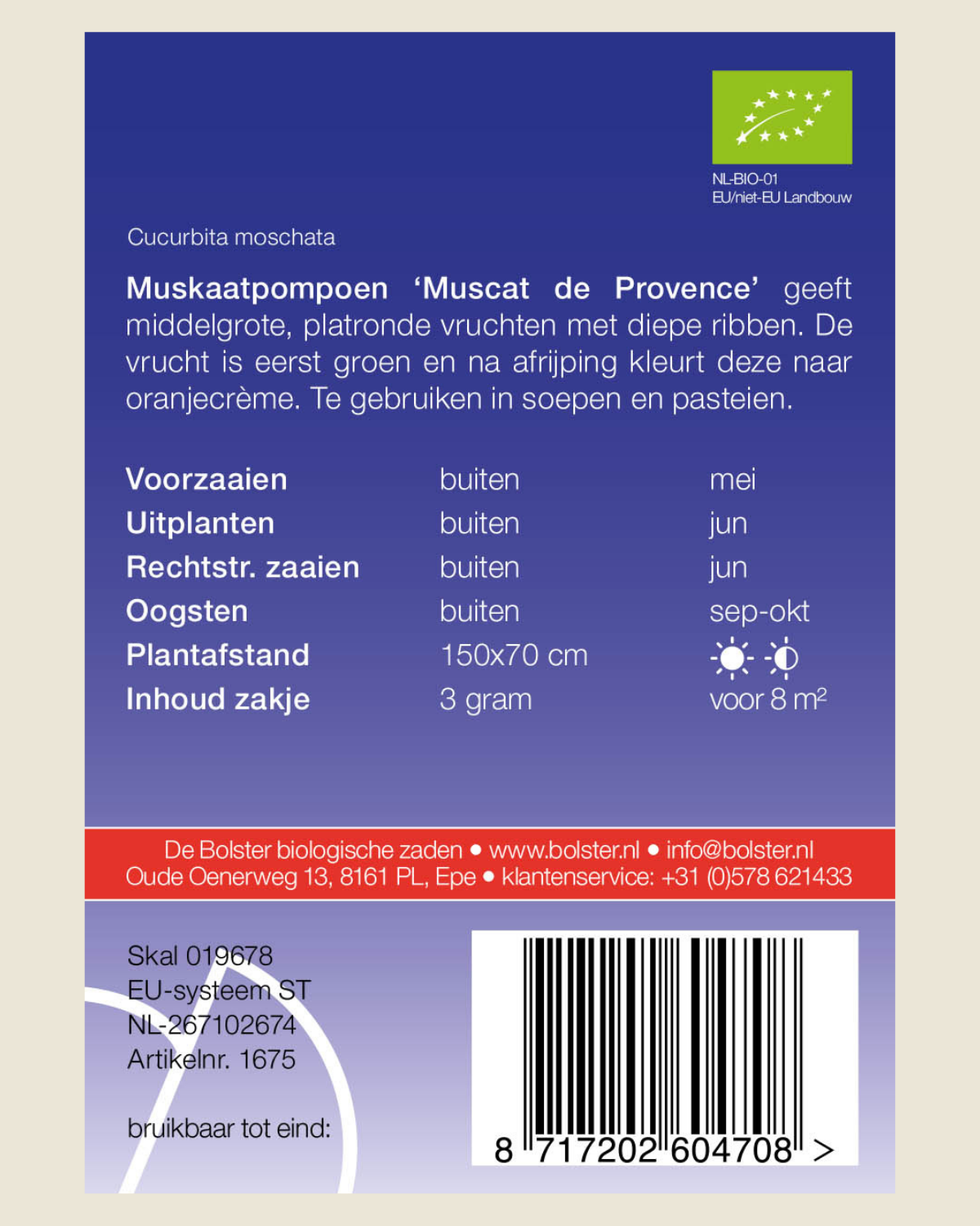 Muskaatpompoen 'Muscat de Provence' BIO