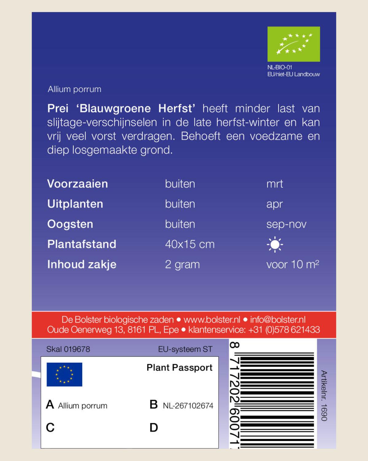 Prei 'Blauwgroene Herfst' BIO