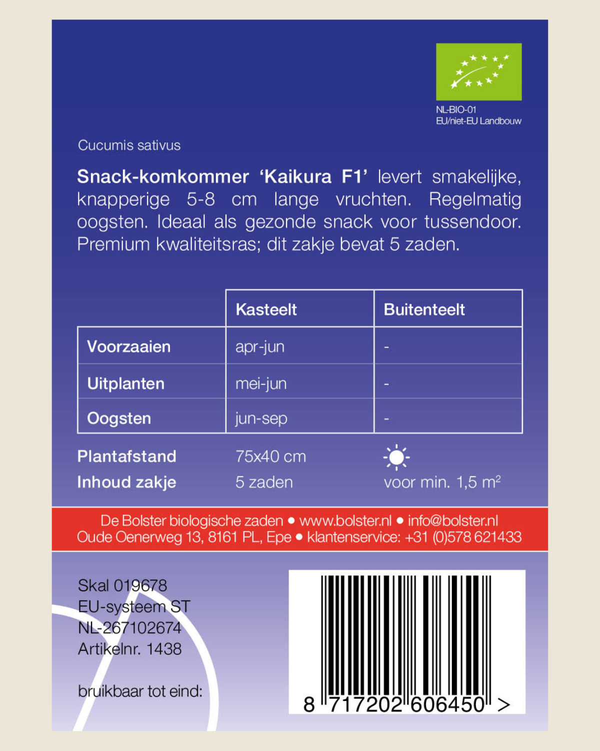 Snack-komkommer 'Kaikura F1' BIO