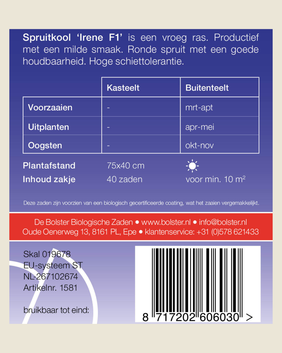 Spruitkool 'Irene F1' BIO