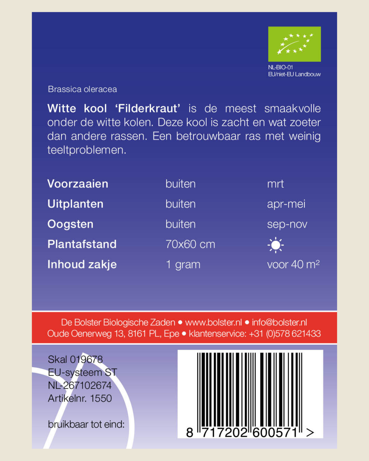 Witte kool 'Filderkraut' BIO