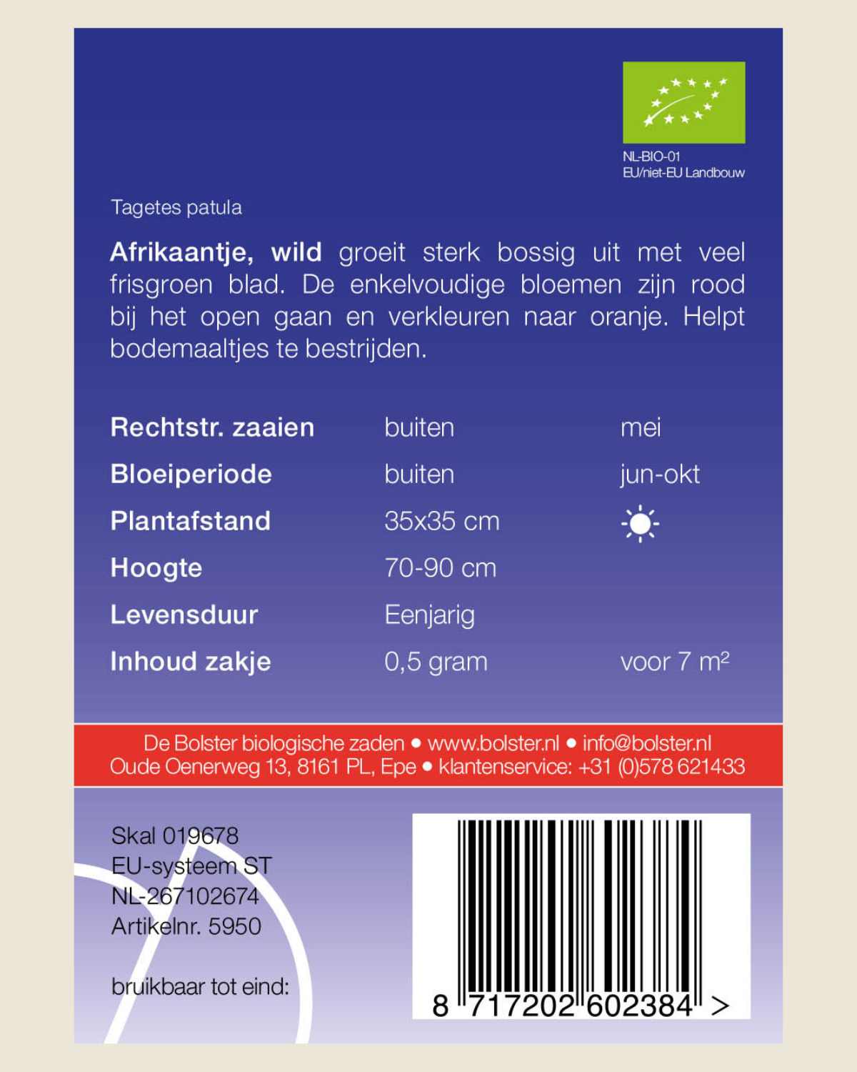 Afrikaantje, wild BIO