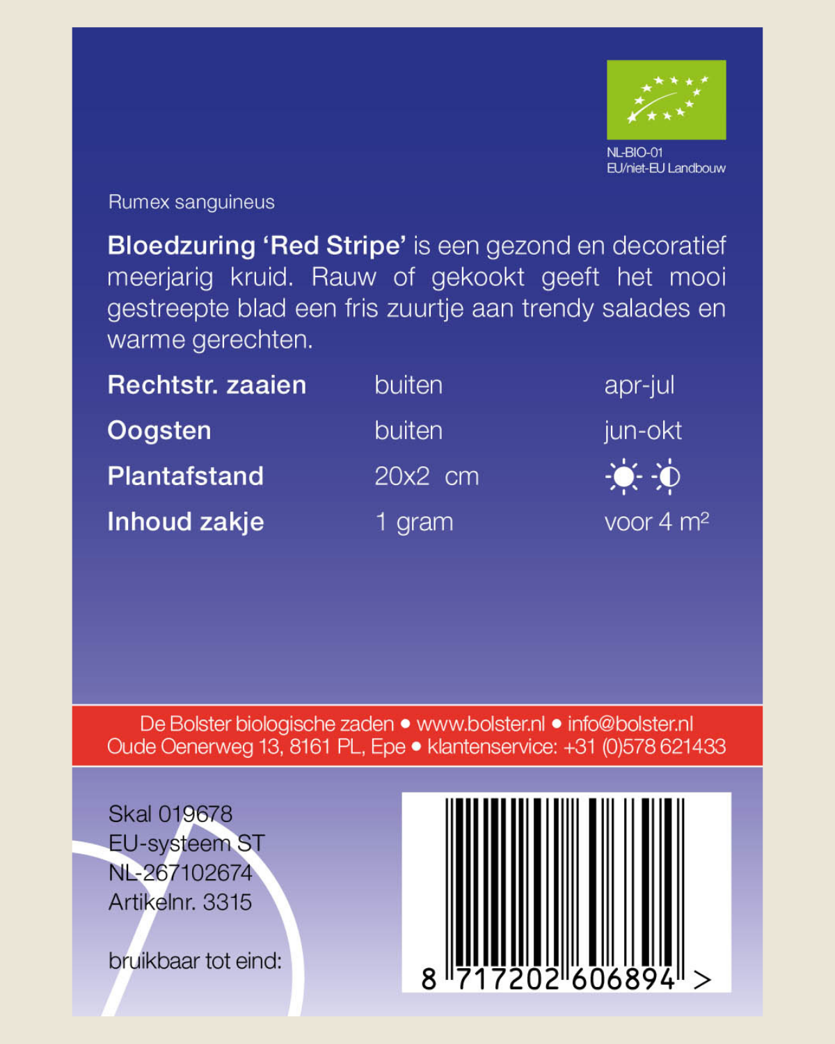 Bloedzuring 'Red Stripe' BIO