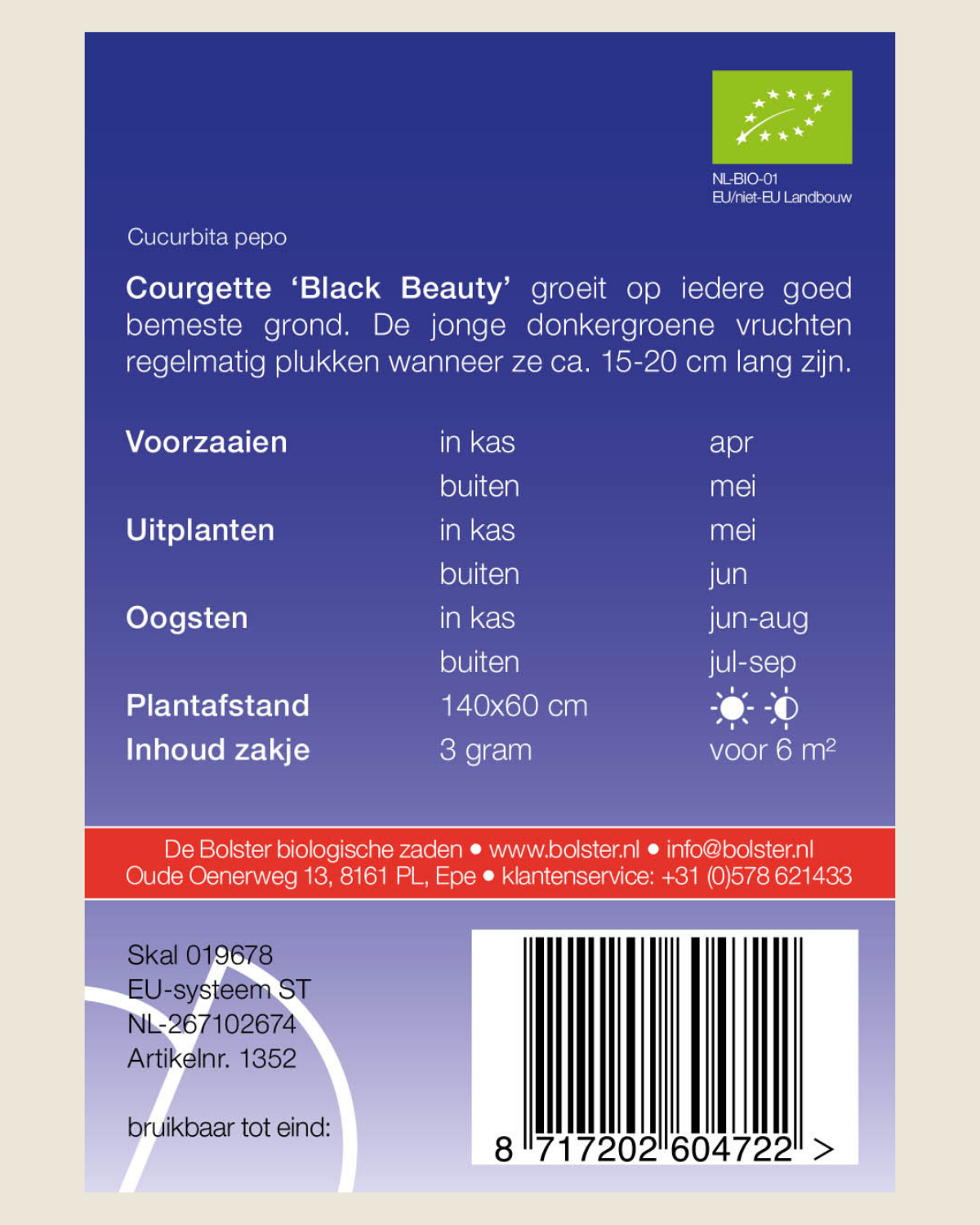 Courgette 'Black Beauty' BIO