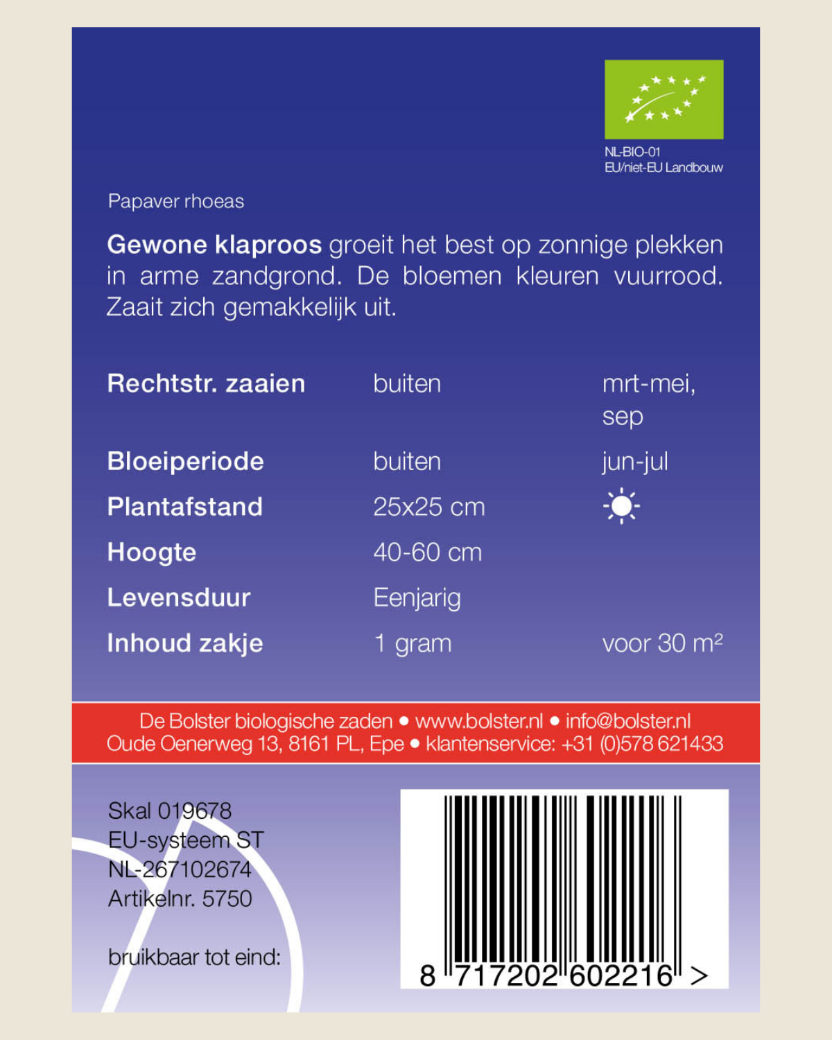 Gewone klaproos BIO