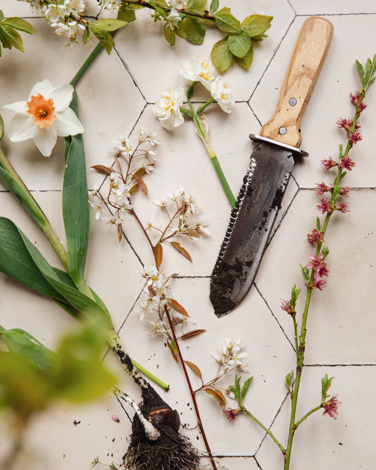 Hori hori tuinmes met schede
