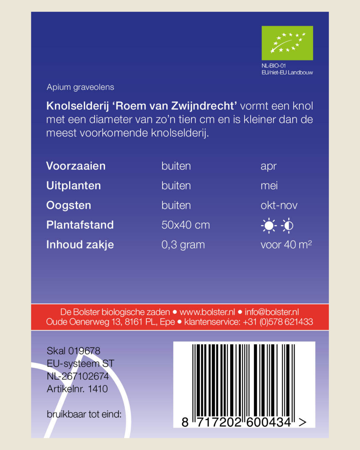 Knolselderij 'Roem van Zwijndrecht' BIO