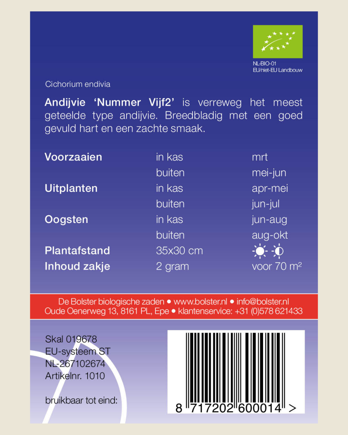 Andijvie 'Nummer Vijf' BIO