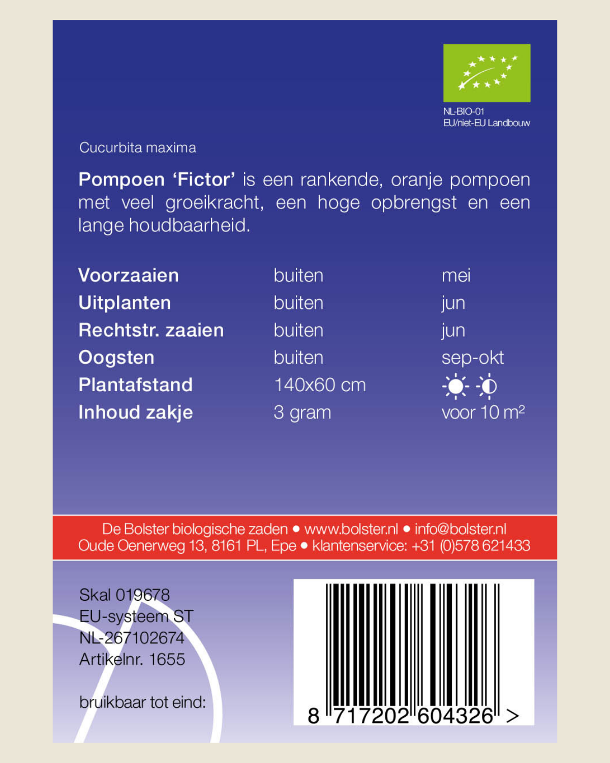 Pompoen 'Fictor' BIO
