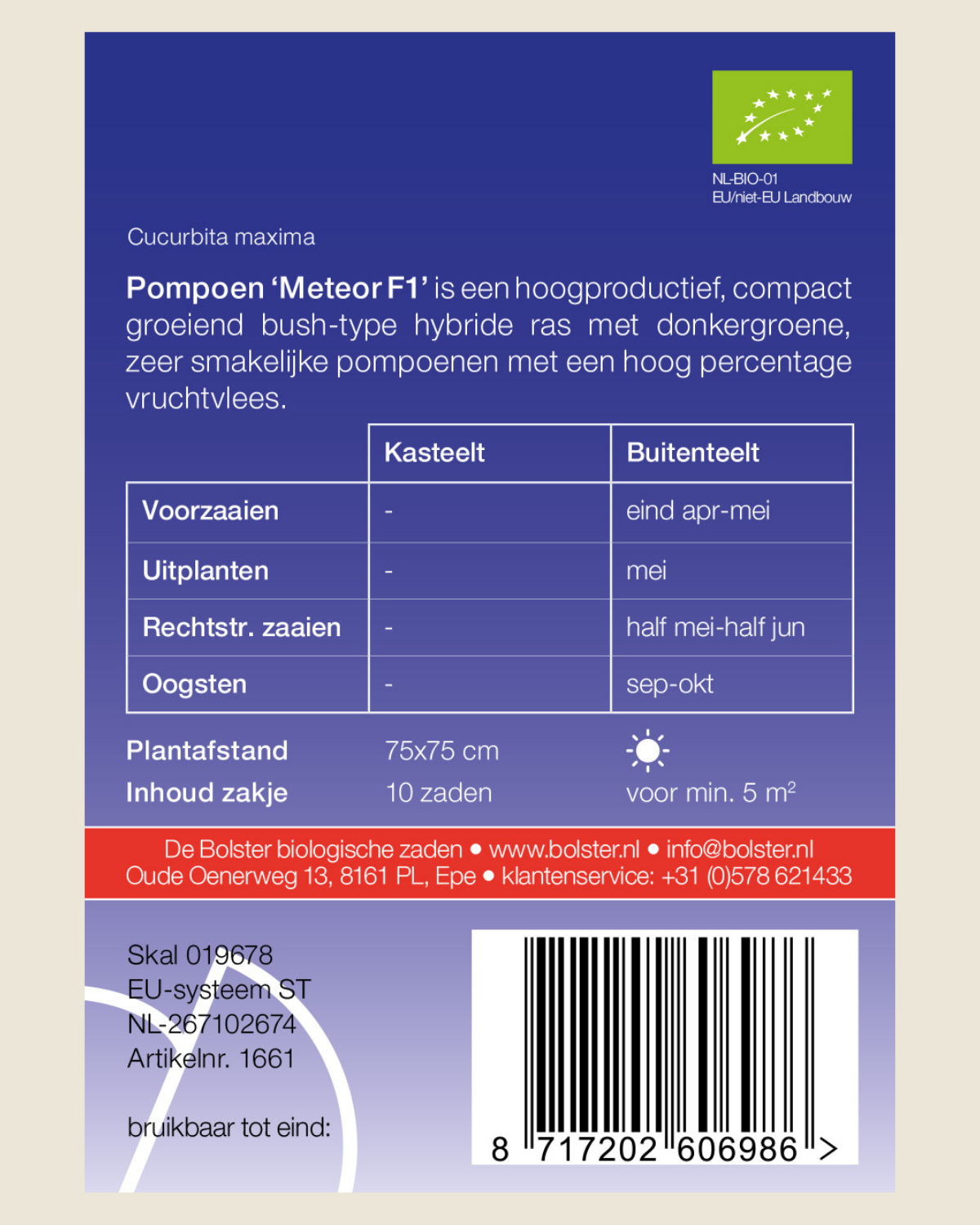 Pompoen 'Meteor F1' BIO