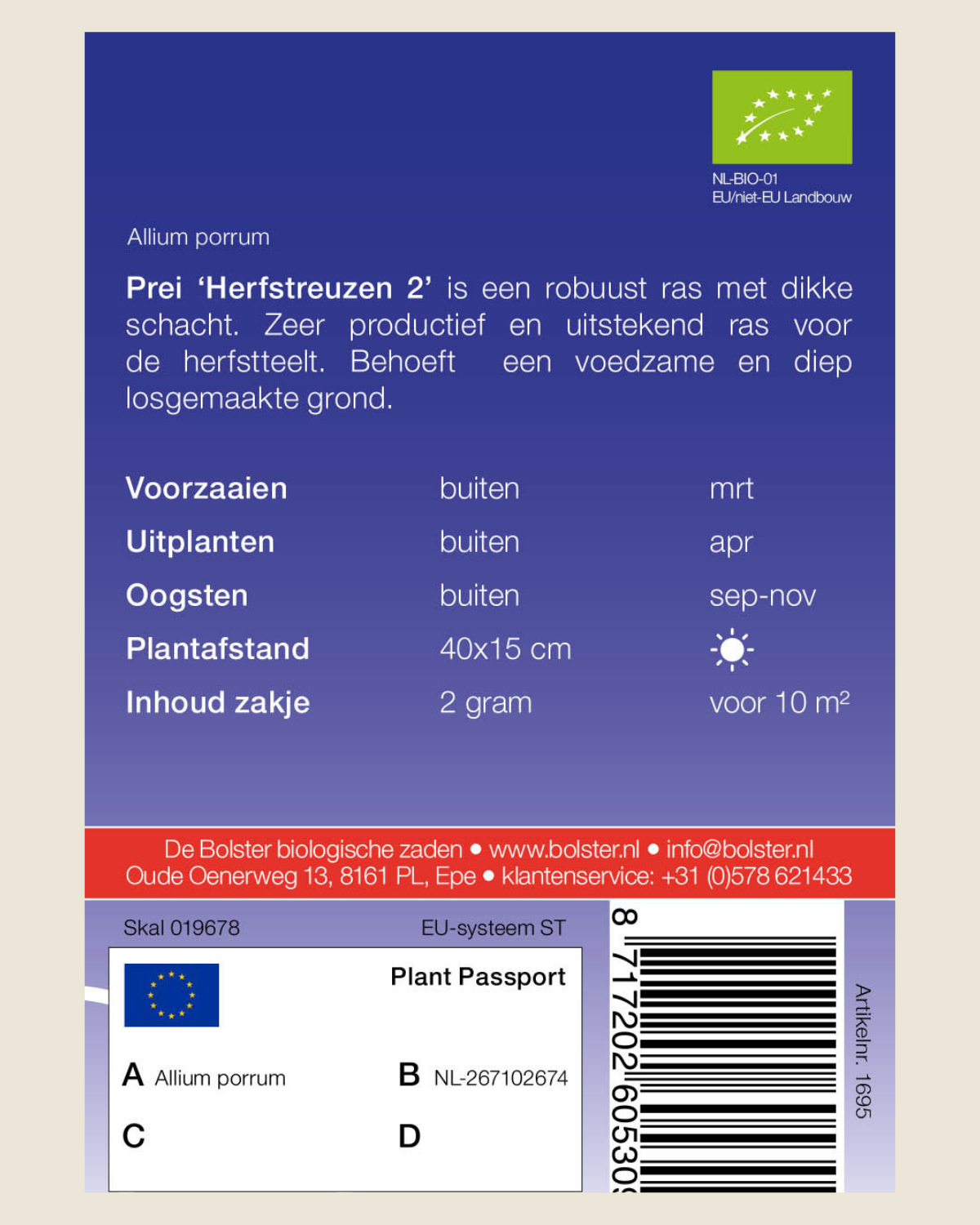 Prei 'Herfstreuzen 2' BIO