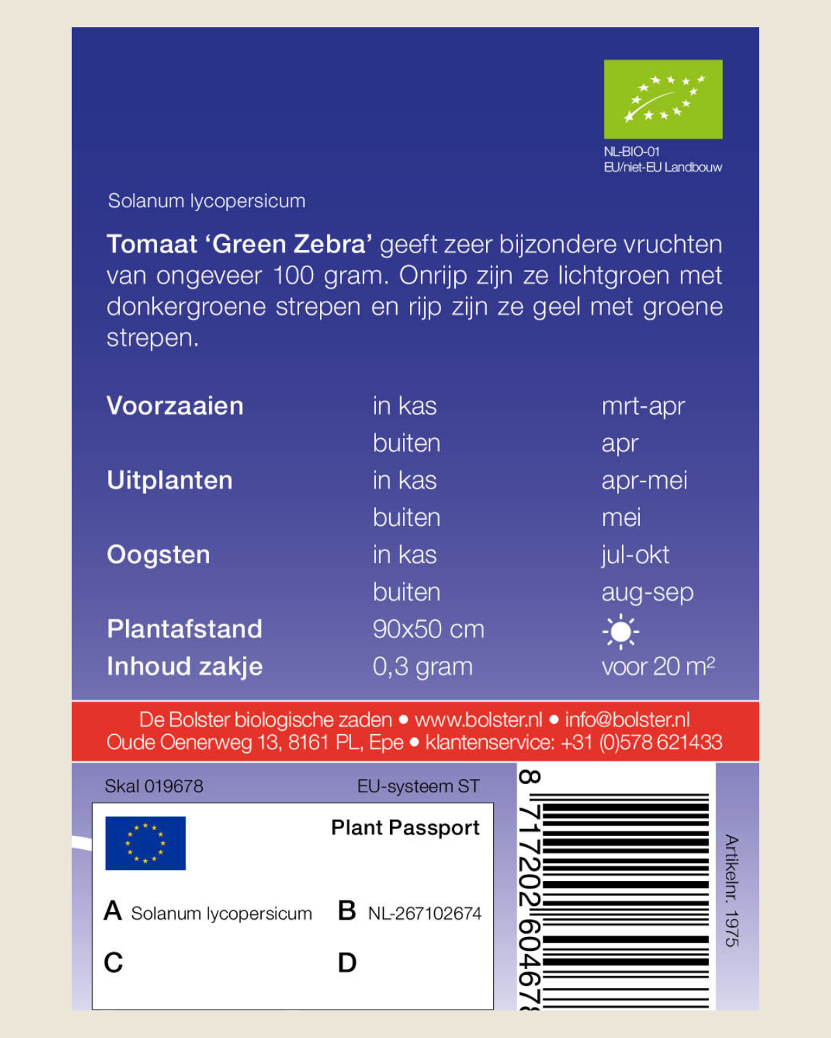 Tomaat 'Green Zebra' BIO